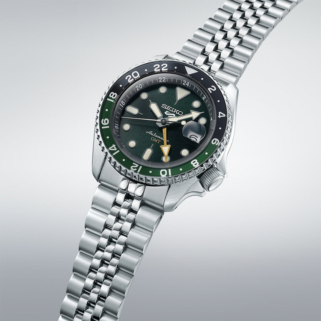 Seiko SSK035K1 5 Sports SKX GMT Automatic Green Dial Stainless Steel Men's Watch
