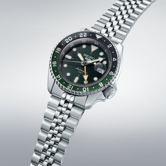 Seiko SSK035K1 5 Sports SKX GMT Automatic Green Dial Stainless Steel Men's Watch