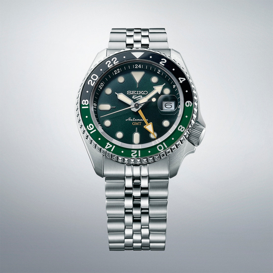 Seiko SSK035K1 5 Sports SKX GMT Automatic Green Dial Stainless Steel Men's Watch
