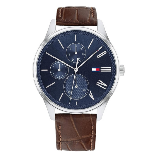 Tommy Hilfiger TH1791847W Men's Blue Dial Chronograph Brown Leather Strap Watch