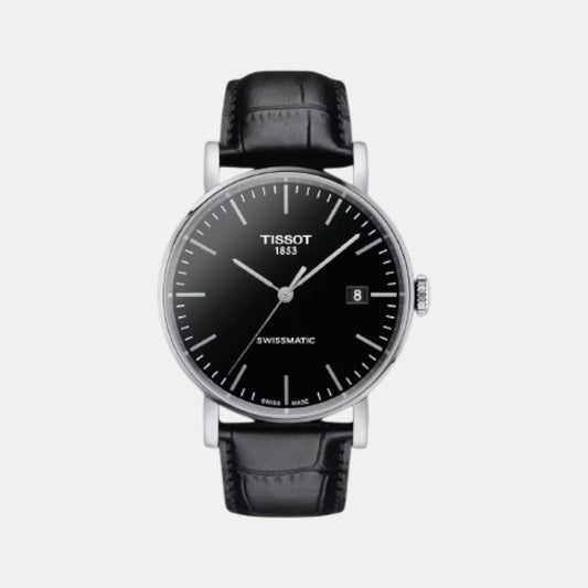 Tissot T1094071605100 Black Dial 40 mm Men’s Swiss Automatic Watch – Stainless Steel Case, Black Leather Strap, Swissmatic Movement