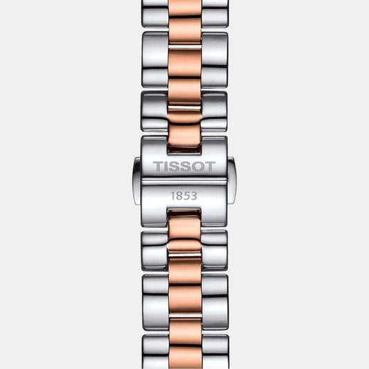 Tissot T1122102211301 White Mother-of-Pearl Dial 30 mm Women’s Swiss Quartz T-Wave Watch – Two-Tone Stainless Steel & Rose Gold PVD Bracelet, Sapphire Crystal