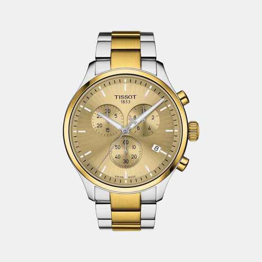 Tissot T1166172202100 Champagne Dial 45 mm Men’s Swiss Quartz Chrono XL Classic Watch – Two-Tone Stainless Steel & Yellow Gold PVD Bracelet, Sapphire Crystal