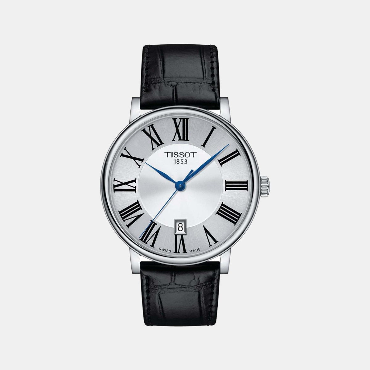 Tissot T1224101603300 Silver Dial 40 mm Men’s Swiss Quartz Carson Premium Watch – Stainless Steel Case, Black Leather Strap, Sapphire Crystal