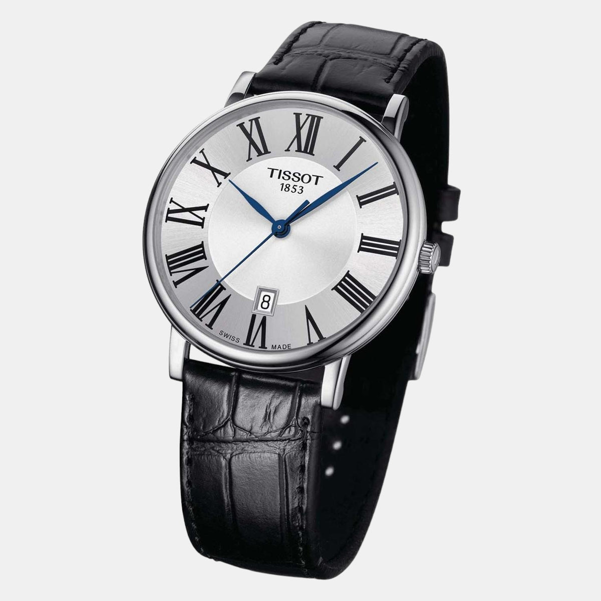 Tissot T1224101603300 Silver Dial 40 mm Men’s Swiss Quartz Carson Premium Watch – Stainless Steel Case, Black Leather Strap, Sapphire Crystal