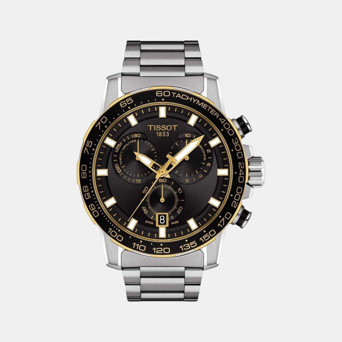 Tissot T1256172105100 Black Dial Men’s Swiss Quartz Supersport Chrono Watch – Yellow Gold PVD & Stainless Steel Case & Bracelet, Sapphire Crystal