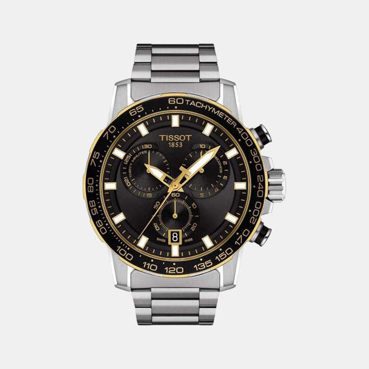 Tissot T1256172105100 Black Dial Men’s Swiss Quartz Supersport Chrono Watch – Yellow Gold PVD & Stainless Steel Case & Bracelet, Sapphire Crystal