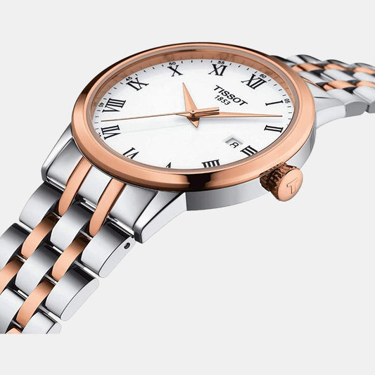 Tissot T1294102201300 White Dial 42 mm Men’s Swiss Quartz Classic Dream Watch – Two‑Tone Stainless Steel & Rose Gold PVD Bracelet, Sapphire Crystal
