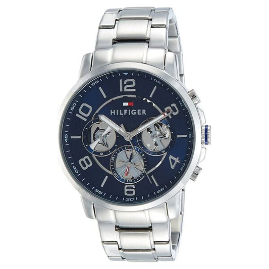 Tommy Hilfiger men's multifunction watch with blue face, stainless steel strap and quartz movement