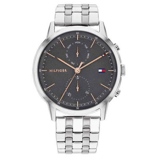 Tommy Hilfiger TH1710431 Analog Quartz Men’s Watch with Grey Dial and Silver Stainless Steel Strap