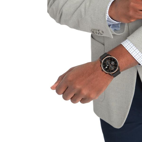 Tommy Hilfiger NETH1710505 Analog Quartz Men’s Watch with Black Dial and Black Stainless Steel Mesh Strap