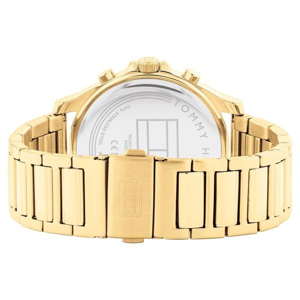 Tommy Hilfiger TH1710520W Men Black Dial Gold-Tone Stainless Steel Strap Quartz Multifunction Watch