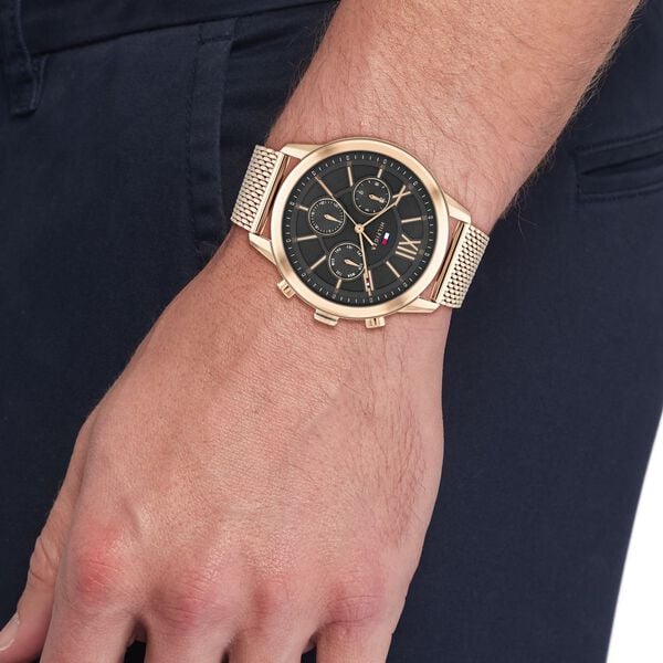 Tommy Hilfiger TH1710525 Morrison Men's Grey Dial Gold-Tone Multifunction Stainless Steel Watch