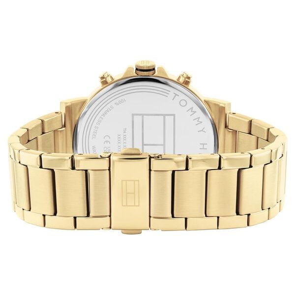 Tommy Hilfiger NTTH1710589 Analog Quartz Men’s Watch with Black Dial and Gold Stainless Steel Strap