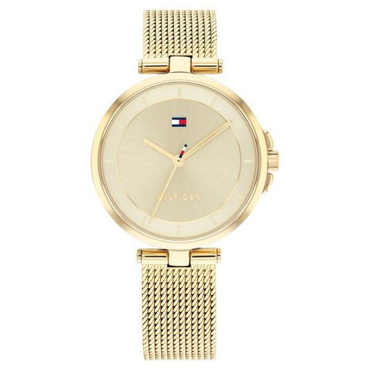 Tommy Hilfiger NETH1782362 Analog Quartz Women’s Watch with Beige Dial and Two-Tone Stainless Steel Strap