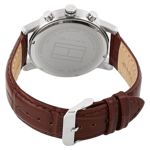 Tommy Hilfiger NETH1791400 Men Silver Dial Brown Leather-Strap Multifunction Watch