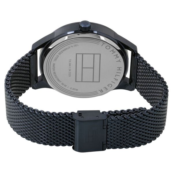 Tommy Hilfiger NDTH1791421W Men’s Blue Dial Blue Mesh Stainless Steel Strap Quartz Multifunction Analog Watch – Round Metal Case, Mineral Glass, 50 m Water‑Resistant