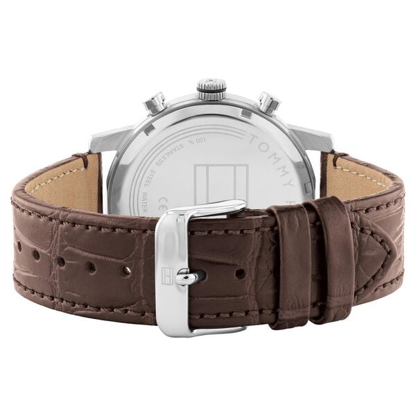 Tommy Hilfiger NETH1791884 Men Silver Dial Brown Leather-Strap Multifunction Watch