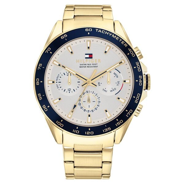 Tommy Hilfiger NETH1791969W Chronograph Stainless Steel Watch – Silver/Gold Two-Tone Dial for Men, Analog Quartz