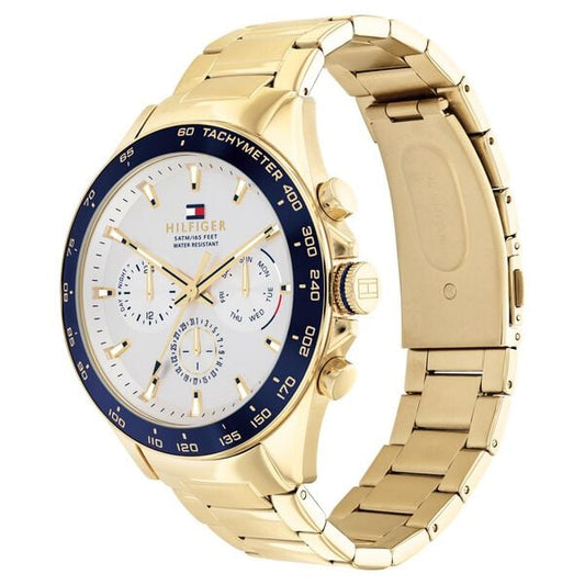 Tommy Hilfiger NETH1791969W Chronograph Stainless Steel Watch – Silver/Gold Two-Tone Dial for Men, Analog Quartz