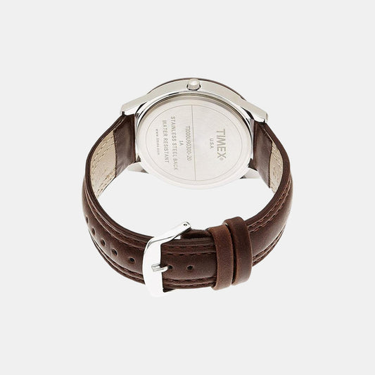 Timex TI000U90300 Quartz Analog Brown Dial Genuine Leather Strap Watch for Men