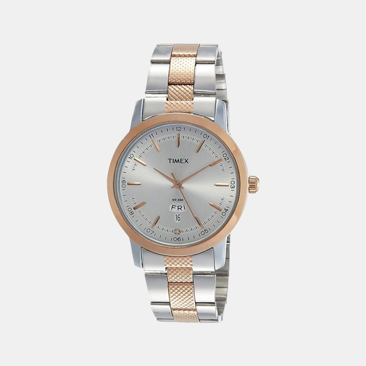 Timex TW000G912 Analog Quartz Watch for Men – Silver Dial, Silver Stainless Steel Strap