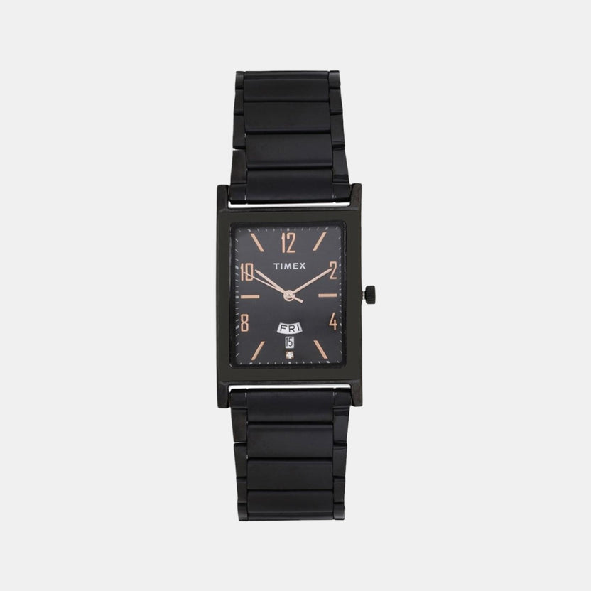 Timex TW000L521 Men Quartz Black Dial Stainless Steel Rectangle Watch