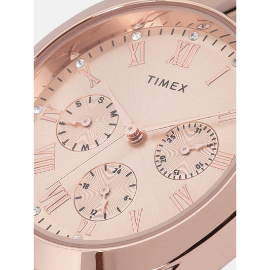 Timex TW000Q810 Women’s Rose-Gold Dial Stainless Steel Multifunction Watch