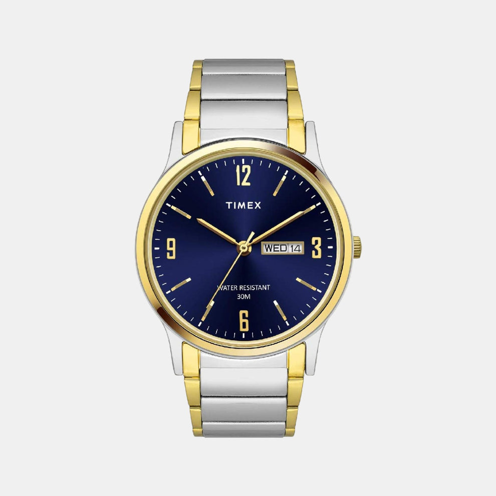 Timex TW000R448 Men’s Analog Quartz Blue Dial Watch and Silver Stainless Steel Strap