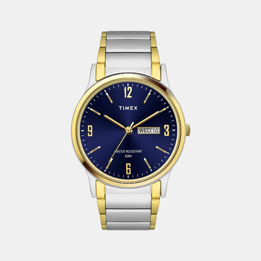 Timex TW000R448 Men’s Analog Quartz Blue Dial Watch and Silver Stainless Steel Strap