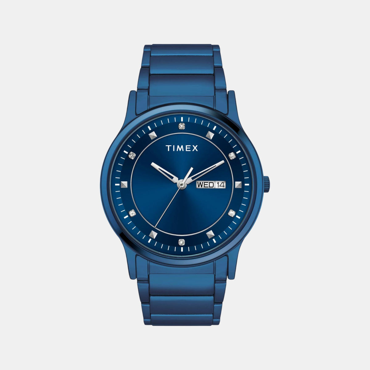 Timex TW000R458 Blue Dial Stainless Steel Bracelet Analog Men Watch – Round Case, Quartz Movement