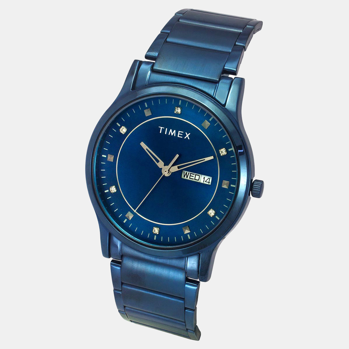 Timex TW000R458 Blue Dial Stainless Steel Bracelet Analog Men Watch – Round Case, Quartz Movement