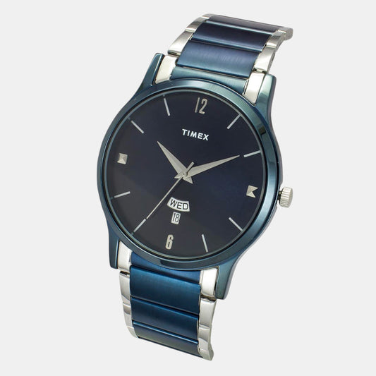 Timex TW000R466 Men’s Blue Dial Analog Watch with Stainless Steel Strap