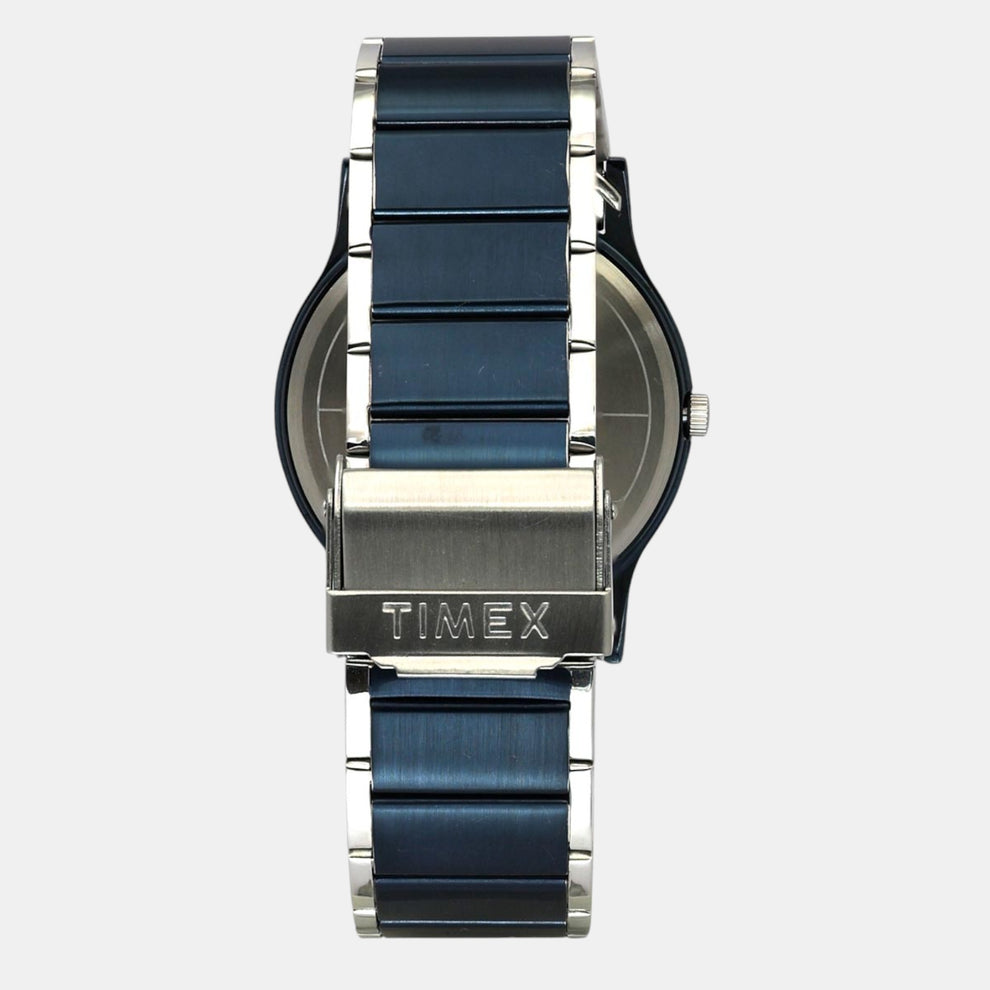 Timex TW000R466 Men’s Blue Dial Analog Watch with Stainless Steel Strap