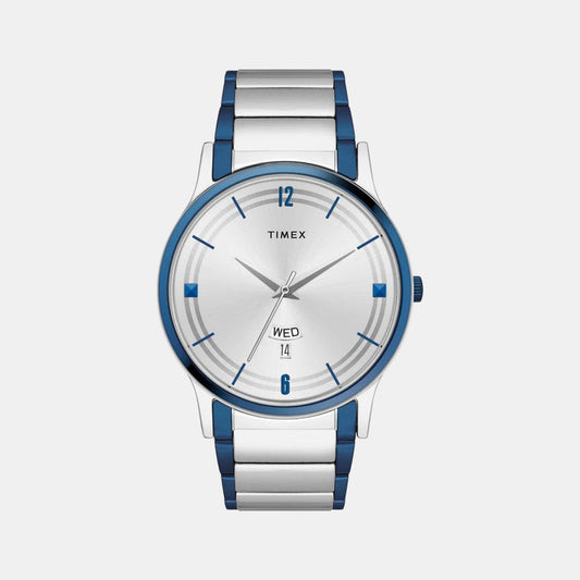 Timex TW000R467 Men’s Silver Dial Analog Watch with Stainless Steel Strap