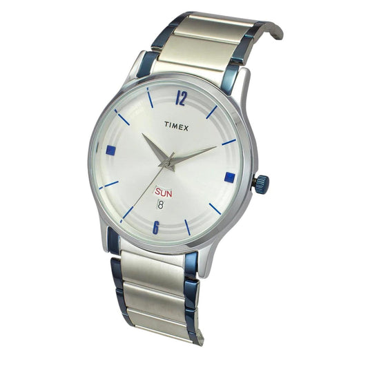Timex TW000R467 Men’s Silver Dial Analog Watch with Stainless Steel Strap