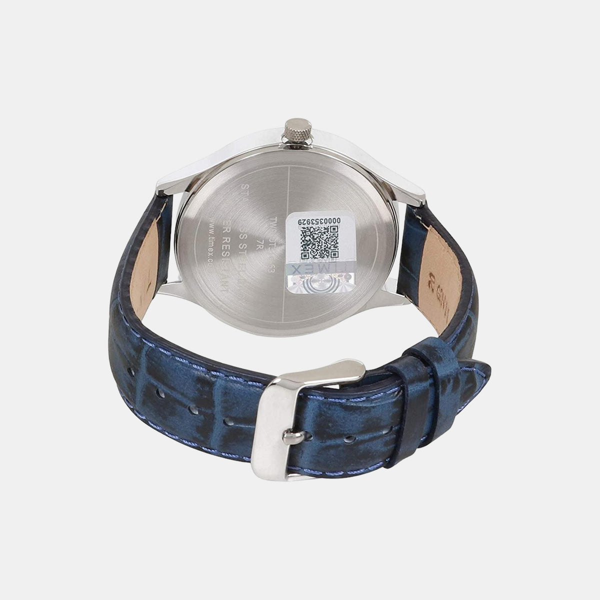 Timex TW000T316 Analog Quartz Watch for Men – White Dial, Blue Leather Strap