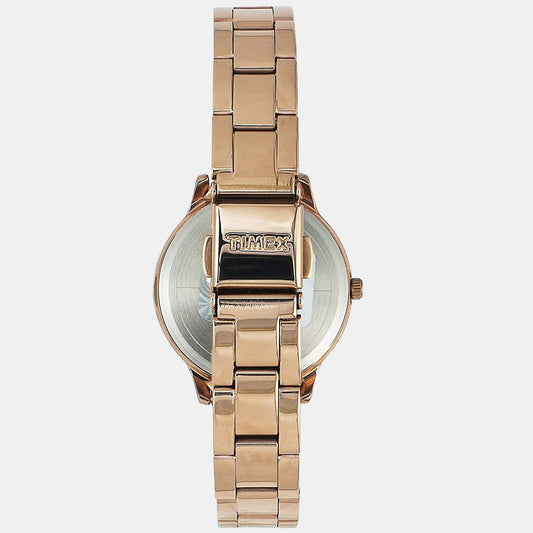 Timex TW000T631 Analog Quartz Watch for Women – Blue Dial, Rose Gold Stainless Steel Bracelet