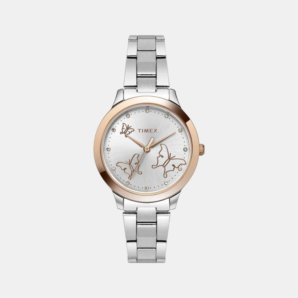 Timex TW000T634 Women Silver Stainless Steel Analog Watch | Elegant Classic