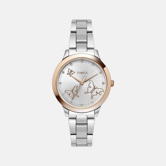 Timex TW000T634 Women Silver Stainless Steel Analog Watch | Elegant Classic