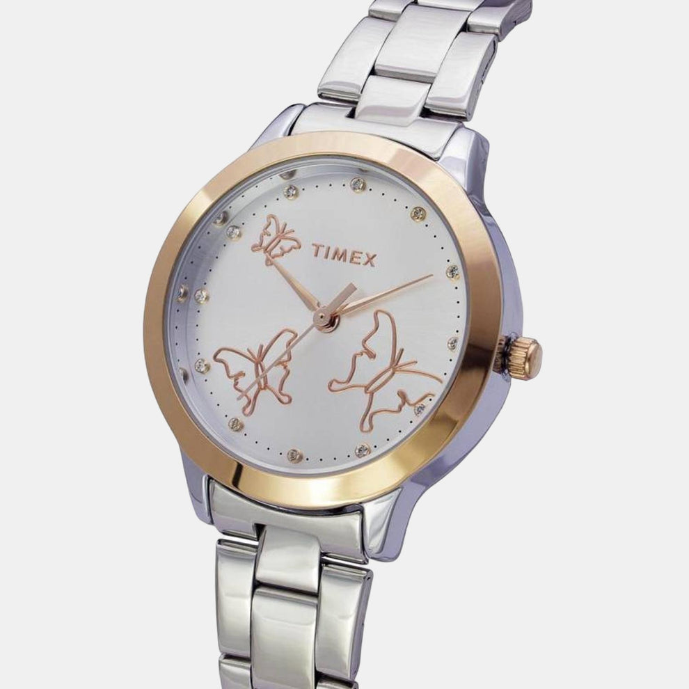 Timex TW000T634 Women Silver Stainless Steel Analog Watch | Elegant Classic