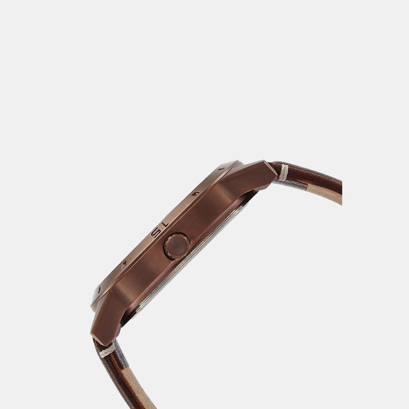 Timex TW000U914 Quartz Analog Brown Dial Leather Strap Watch for Men