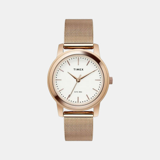 Timex TW000W110 Women Analog Silver Dial Rose Gold Metal Bracelet Quartz Watch