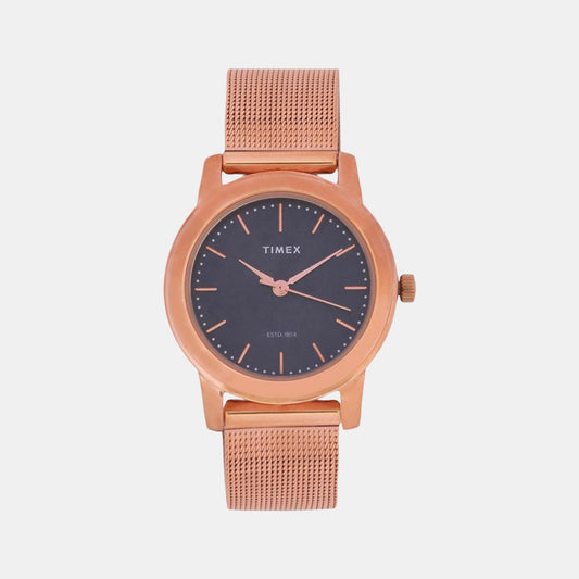 Timex TW000W112 Analog Quartz Watch for Women – Blue Dial, Rose Gold Stainless Steel