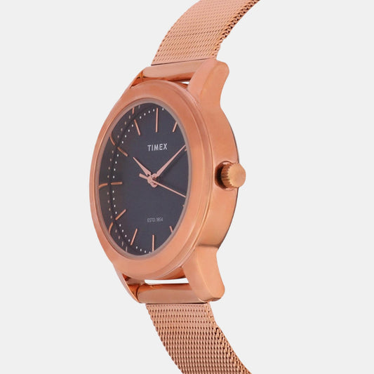Timex TW000W112 Analog Quartz Watch for Women – Blue Dial, Rose Gold Stainless Steel