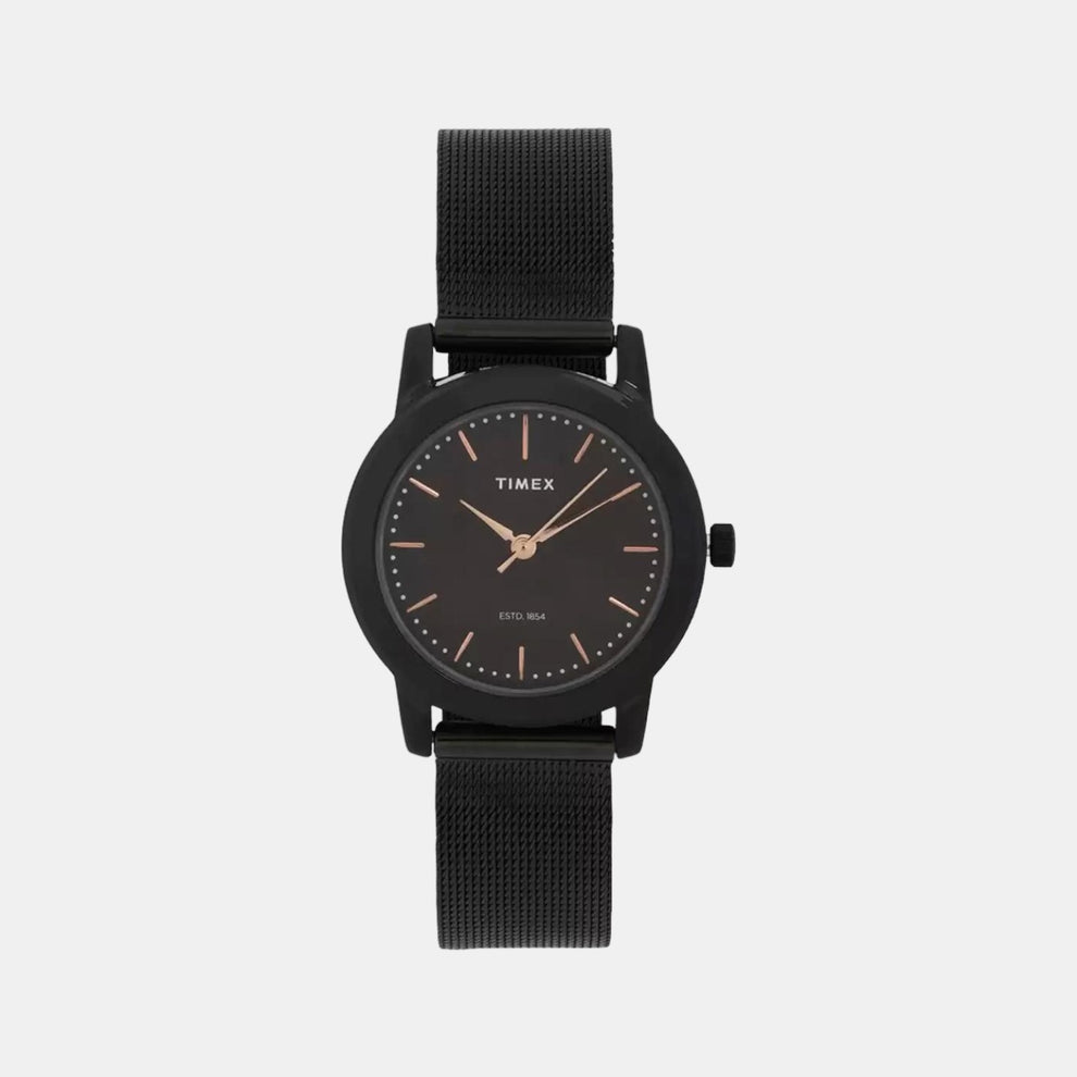 Timex TW000W114 Women’s Black Dial Stainless-Steel Mesh Analog Watch