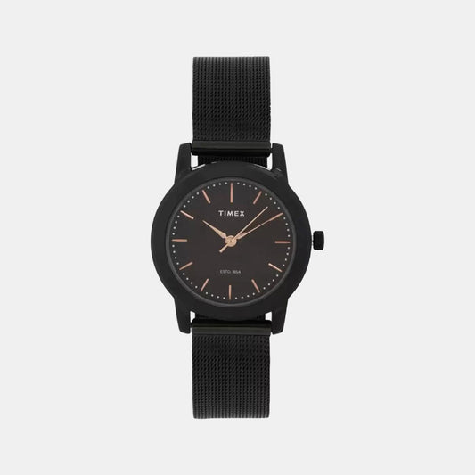 Timex TW000W114 Women’s Black Dial Stainless-Steel Mesh Analog Watch