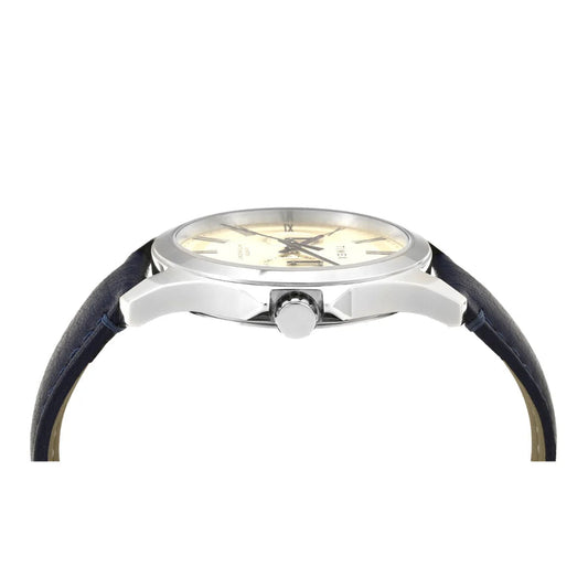 Timex TW000X127 Analog Quartz Watch for Men – Beige Dial, Blue Leather Strap