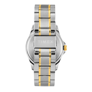 Timex TW000X134 Silver Dial Two‑Tone Stainless Steel Bracelet Analog Men Watch – Round Case, Quartz Movement