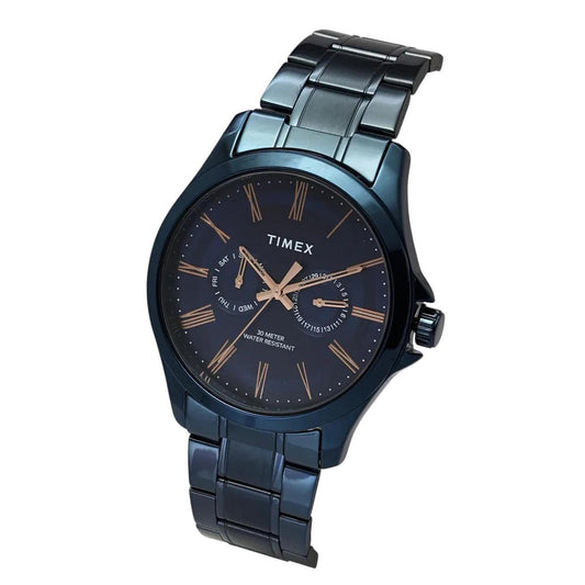 Timex TW000X137 Men’s Blue Dial Analog Watch with Stainless-Steel Strap